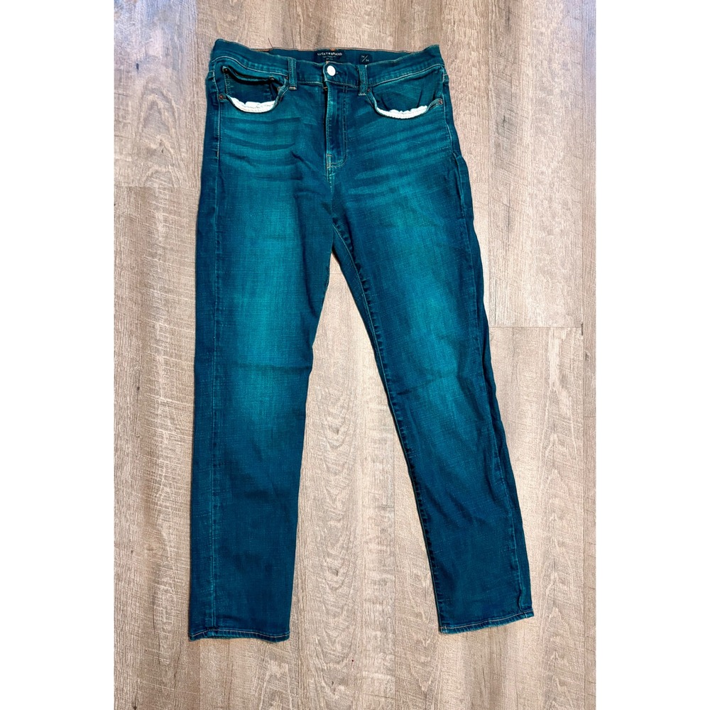 Lucky Brand 121 Slim Straight Teal Blue‎ Denim Jeans Women Size 34